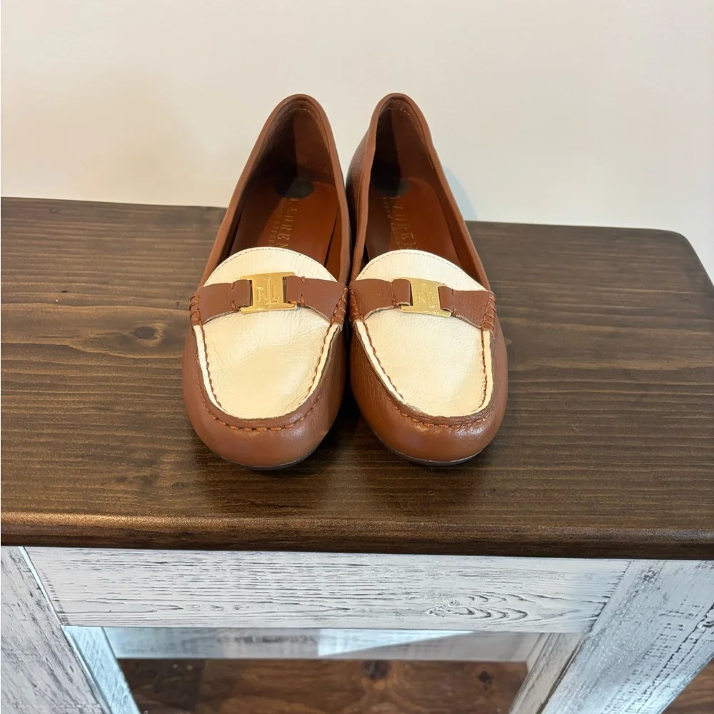 Vintage Lauren Ralph Lauren Brown and White Driving Loafers Size 8*